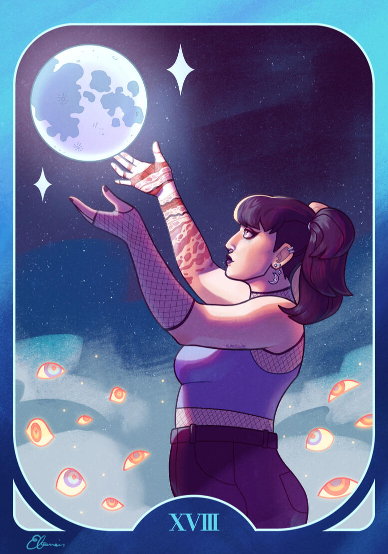 The Moon XVIII Tarot Card